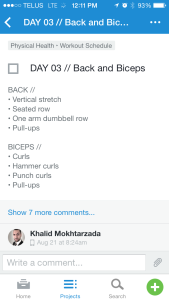 Asana - workout task